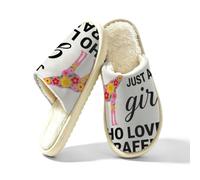 Glilade Pantofole da donna Fuzzy House da uomo, morbide e calde, scarpe da casa, La ragazza ama le giraffe, 41/42 EU