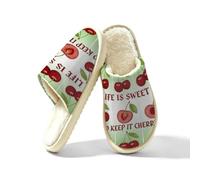 Glilade Pantofole da donna Fuzzy House da uomo, morbide e calde, scarpe da casa, La vita è ciliegia, 42.5/43 EU