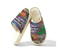 Glilade Pantofole da donna Fuzzy House da uomo, morbide e calde, scarpe da casa, Musica Vintage, 42.5/43 EU