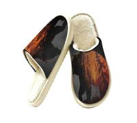 Glilade Pantofole da donna Fuzzy House da uomo, morbide e calde, scarpe da casa, Tramonto dell'orso della foresta, 41/42 EU