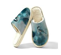 Glilade Pantofole da donna Fuzzy House da uomo, morbide e calde, scarpe da casa, Uccello sulle foglie Pianta, 45/45.5 EU