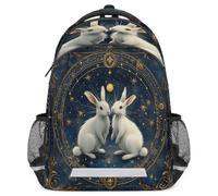 Glilade Zaino per bambini con strisce riflettenti di sicurezza | Zaino leggero per computer portatile, casual, da viaggio, per scuola elementare e media (coniglio zodiacale cinese)