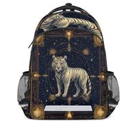 Glilade Zaino per bambini con strisce riflettenti di sicurezza | Zaino leggero per computer portatile, casual, da viaggio, per scuola elementare e media (tigre zodiacale cinese)