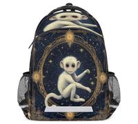 Glilade Zaino per bambini con strisce riflettenti di sicurezza | Zaino leggero per computer portatile, casual, da viaggio, per scuola elementare e media (scimmia dello zodiaco cinese)
