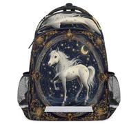 Glilade Zaino per bambini con strisce riflettenti di sicurezza | Zaino per computer portatile, leggero, casual, da viaggio, per scuola elementare (cavallo zodiacale cinese)