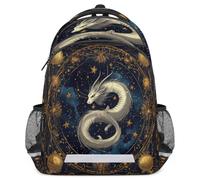 Glilade Zaino per bambini con strisce riflettenti di sicurezza | Zaino per computer portatile, leggero, casual, da viaggio, per scuola elementare (drago zodiacale cinese)