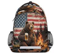 Glilade Zaino per bambini con strisce riflettenti di sicurezza | Zaino per computer portatile, leggero, casual, da viaggio, per scuola elementare, Middle College (Bear Drink)