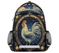 Glilade Zaino per bambini con strisce riflettenti di sicurezza | Zaino per computer portatile, leggero, casual, da viaggio, per scuola elementare (pollo zodiacale cinese)