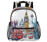 Glilade Zaino per bambini per ragazzi e ragazze, borsa per libri scolastici per bambini con fibbia sul petto, zaino leggero per scuola materna per bambini e asili nido (London Big Ben Bus)