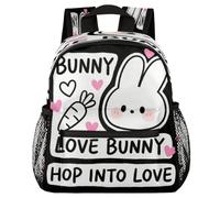 Glilade Zaino per bambini per ragazzi e ragazze, borsa per libri scolastici per bambini con fibbia sul petto, zaino leggero per asilo prescolare per viaggi e campeggio (Bunny Hop Into Love)