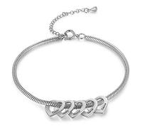 Glimmerday Cavigliera da Donna, Cavigliera a Forma di Cuore Personalizzabile con 2-6 Nomi, Gioiello Regalo per Mamma, Moglie, Cavigliera Madre-Figlia, Regali di Pasqua di Natale