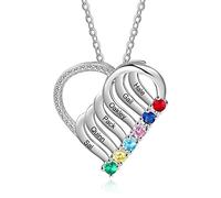 Glimmerday Collana Gioiello con cuore Personalizzato, Portafortuna, Collana con Nome Personalizzato per Mamma/Moglie, Collana per Coppie, Ciondolo a Cuore per la Famiglia