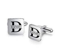 Glimmerday Gemelli Personalizzati da Uomo, 1 Paio di Gemelli Padre in Acciaio Inossidabile con Iniziali Personalizzate, Regalo di Compleanno per la Festa del Papà, San Valentino, per Marito Nonno