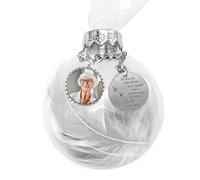 Glimmerday Palla di Natale Ciondolo commemorativo per la decorazione dell'albero di Natale, personalizzato con foto e nome, adatto per appendere la famiglia alla decorazione dell'albero di Natale