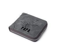 Glimmerday Portafogli con Cerniera da Uomo Personalizzati, Portafoglio Pieghevole in pelle con Incisione Personalizzata da 2 a 5 Nomi per Papà, Padre, Nonno (3 Nomi)