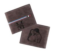 Glimmerday Portafoglio da Uomo Personalizzato, Portafoglio in pelle inciso con Iniziali Nome, Portafoglio RFID per Uomo, Regali per la Festa del Papà, Regali di Compleanno per il Marito (Marrone)