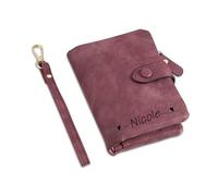 Glimmerday Portafoglio Personalizzato da Donna, Portafoglio Personalizzato in Pelle con Fiore di Nascita, Portafoglio Bifold Porta Carte di Credito da Donna, Regalo per la Festa della Mamma(Viola)