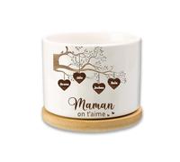 Glimmerday Vaso da Fiori in Ceramica Personalizzato con Albero della Vita, Festa della Mamma, Vaso per Piante Succulente, Vaso da Fiori in Ceramica per Interni ed Esterni