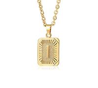 Glimmerst Collana con ciondolo a forma di iniziale, in acciaio inox placcato oro 18 carati, collana personalizzabile con nome, collana da donna, Metallo, Nessuna pietra preziosa