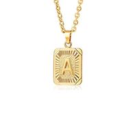 Glimmerst Collana con ciondolo a forma di iniziale, in acciaio inox placcato oro 18 carati, collana personalizzabile con nome, collana da donna, Metallo, Nessuna pietra preziosa