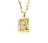 Glimmerst Collana con ciondolo a forma di iniziale, in acciaio inox placcato oro 18 carati, collana personalizzabile con nome, collana da donna, Metallo, Nessuna pietra preziosa