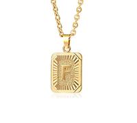 Glimmerst Collana con ciondolo a forma di iniziale, in acciaio inox placcato oro 18 carati, collana personalizzabile con nome, collana da donna, Metallo, Nessuna pietra preziosa