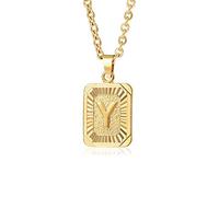 Glimmerst Collana con ciondolo a forma di iniziale, in acciaio inox placcato oro 18 carati, collana personalizzabile con nome, collana da donna, Metallo, Nessuna pietra preziosa