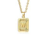 Glimmerst Collana con ciondolo a forma di iniziale, in acciaio inox placcato oro 18 carati, collana personalizzabile con nome, collana da donna, Metallo, Nessuna pietra preziosa