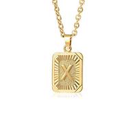 Glimmerst Collana con ciondolo a forma di iniziale, in acciaio inox placcato oro 18 carati, collana personalizzabile con nome, collana da donna, Metallo, Nessuna pietra preziosa