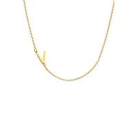 Glimmerst Sideways - Collana girocollo da donna con iniziale in acciaio inox placcato oro 18 carati, con mini lettera, Metallo, Nessuna pietra preziosa