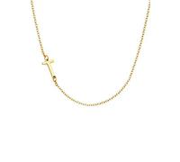 Glimmerst Sideways - Collana girocollo da donna con iniziale in acciaio inox placcato oro 18 carati, con mini lettera, Metallo, Nessuna pietra preziosa