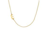 Glimmerst Sideways - Collana girocollo da donna con iniziale in acciaio inox placcato oro 18 carati, con mini lettera, Metallo, Nessuna pietra preziosa