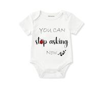 Glimnerize Body Neonato Personalizzato Annuncio Gravidanza - Tutina Bebè 100% Cotone Lavabile, Ideale Sorpresa Famiglia Vestito Bebè Sorpresa Gravidanza You can stop asking now