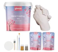 Glinco, kit di stampaggio 3D mani per adulti, kit souvenir mani con alginato, polvere di stampaggio, secchio per miscelazione e pittura per stampaggio mani di coppia Linee guida in francese