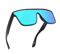 GLINDAR Riciclato Polarizzato Occhiali da Sole Grande Moda Quadrato Piano Superiore Scudo Sfumature UV400 per Uomo Donna Nero/Blu Specchio