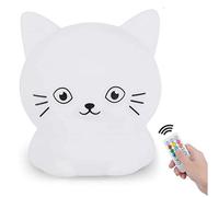 Glinrui Gatto Luce notturna, lampada da comodino in silicone, luce dell'umore cameretta Luce del sonno, Luci della stanza del bambino - luminosità e colore regolabili, impostazioni orario - Medio