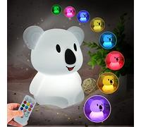 Glinrui Luce notturna Koala, lampada da comodino in silicone, luce per la scuola materna, lampada da tavolo bambini decorativa per camera - luminosità e colore regolabili, impostazioni orario - Medio