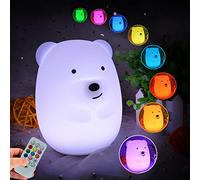 Glinrui Orso Luce Notturna LED per Bambini, Lampada Silicone per Neonati, Touch abat jour da comodino bambino, luci notturne animali per ragazze e ragazzi regalo, lampade decorativa Regali - Medio