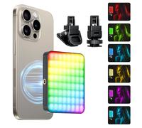 gliship - Luce magnetica per selfie, 136 LED RGB, portatile, a 360°, a colori, compatibile con Magsafe, luce di riempimento portatile ricaricabile con 9 modalità di illuminazione, per fotocamera del