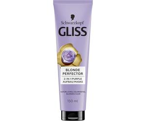 Gliss Bionda Perfector 2 in 1 Maschera per capelli viola (150 ml), trattamento per capelli biondi naturali, colorati e striati garantisce lucentezza e cura, con effetto anti-ingiallimento