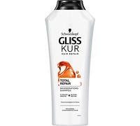 Gliss Kur Shampoo Total Repair (400 ml), shampoo per capelli leviga la superficie dei capelli e offre una riparazione efficace, lo shampoo per la cura garantisce fino all'85% in meno di rottura dei