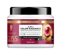 Schwarzkopf Gliss 4-in-1 Color Radiance Maschera Bond-Building per Capelli 400ml, Maschera capelli con HAPTIQ System ed Estratto di Mirtillo Rosso, Trattamento capelli colorati e schiariti