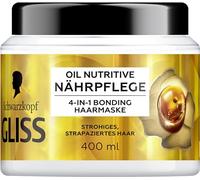 Gliss Olio nutriente 4 in 1 per la cura dei capelli (400 ml), con sistema HAPTIQ e olio di Marula nutre i capelli stropicciati e danneggiati, la maschera per capelli garantisce una morbidezza sensuale