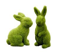 Glistenovelty Coniglietto di muschio pasquale imitazione muschio coniglio statua artificiale muschio erba coniglio pasquale vacanza primavera decorazione per giardino cortile (2 pezzi, medio)
