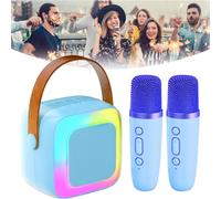 Glistenwing Mini Karaoke, Glistenwing Karaoke, Stellaya Mini Karaoke Machine, Fall Portable Wireless Karaoke Speaker, Mini Karaoke Machine with 2 Wireless Microphones (Blue)