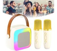 Glistenwing Mini Karaoke, Glistenwing Karaoke, Stellaya Mini Karaoke Machine, Fall Portable Wireless Karaoke Speaker, Mini Karaoke Machine with 2 Wireless Microphones (Yellow)