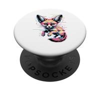 Glitch Art Fennec Volpe PopSockets PopGrip Adesivo