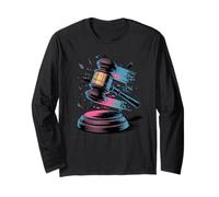 Glitch Art Martelletto Giudice Giurista Legge Maglia a Manica