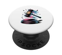 Glitch Art Martelletto Giudice Giurista Legge PopSockets PopGrip Adesivo
