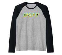 Glitch Art Nero 3D Gruppo 67 Gruppo 7 Meme Seven Maglia con Maniche Raglan
